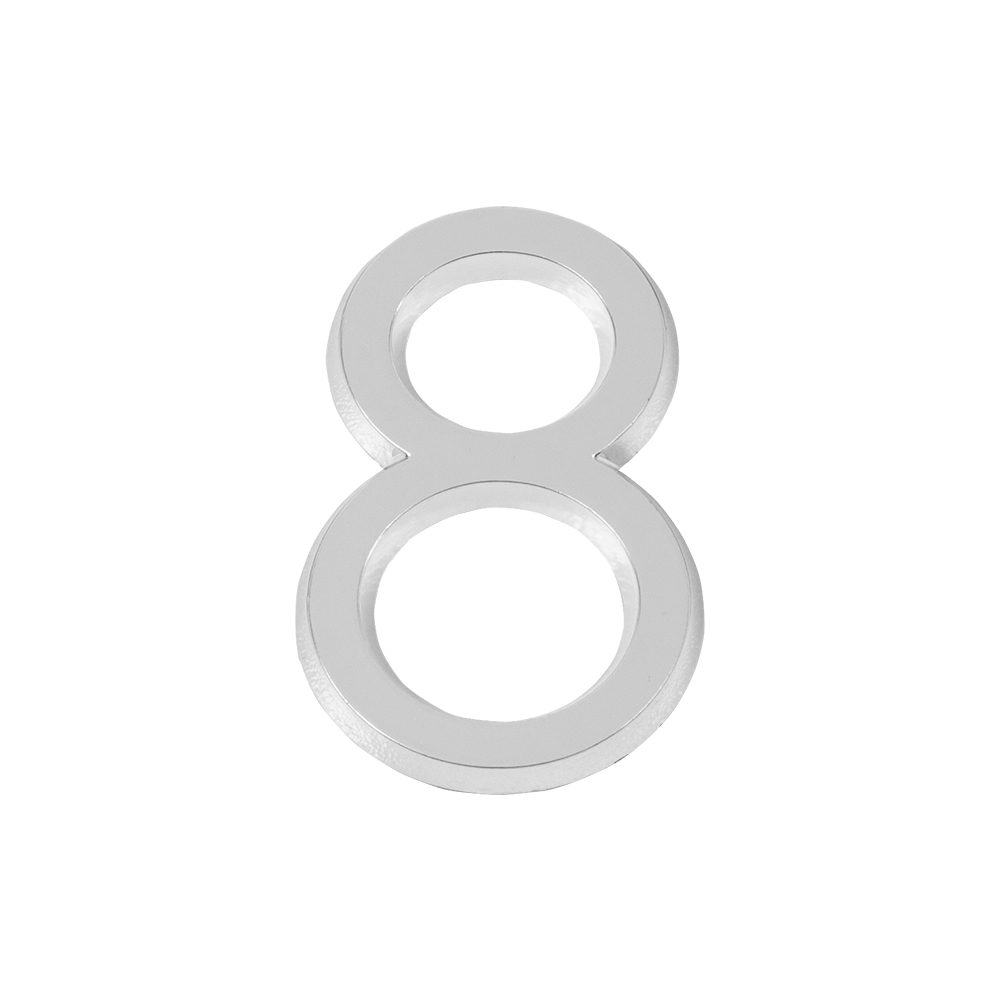 Цифра Fuaro (Фуаро) "8" самоклеящаяся ABS (50х37) (FUARO) CP хром